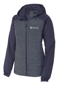 St. John's Church Parishwear LST40 Sport-Tek® Ladies Heather Colorblock Raglan Hooded Wind Jacket with Embroidered Logo